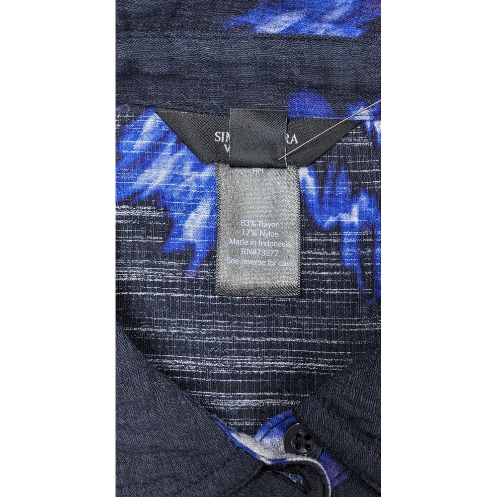 Simply Vera Wang XL women's black/blue floral print shirtdress side pockets - Picture 5 of 5